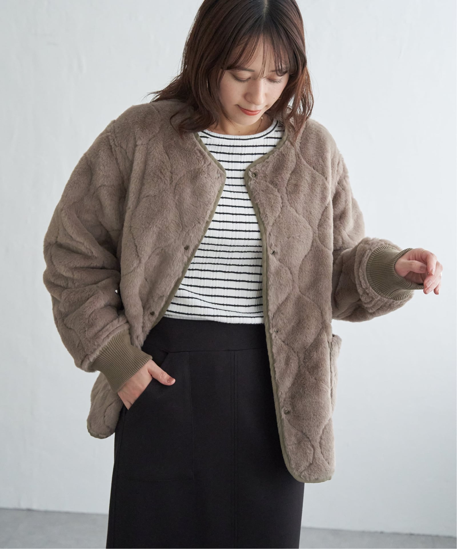 2WAYキルトファーリバーシブルブルゾン【親子コーデ】,ikka| TOKYO