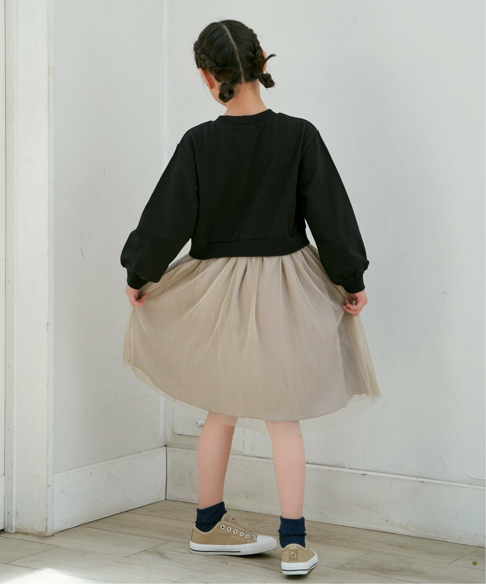 チュールスカートドッキングワンピース（120~160cm）,ikka| TOKYO