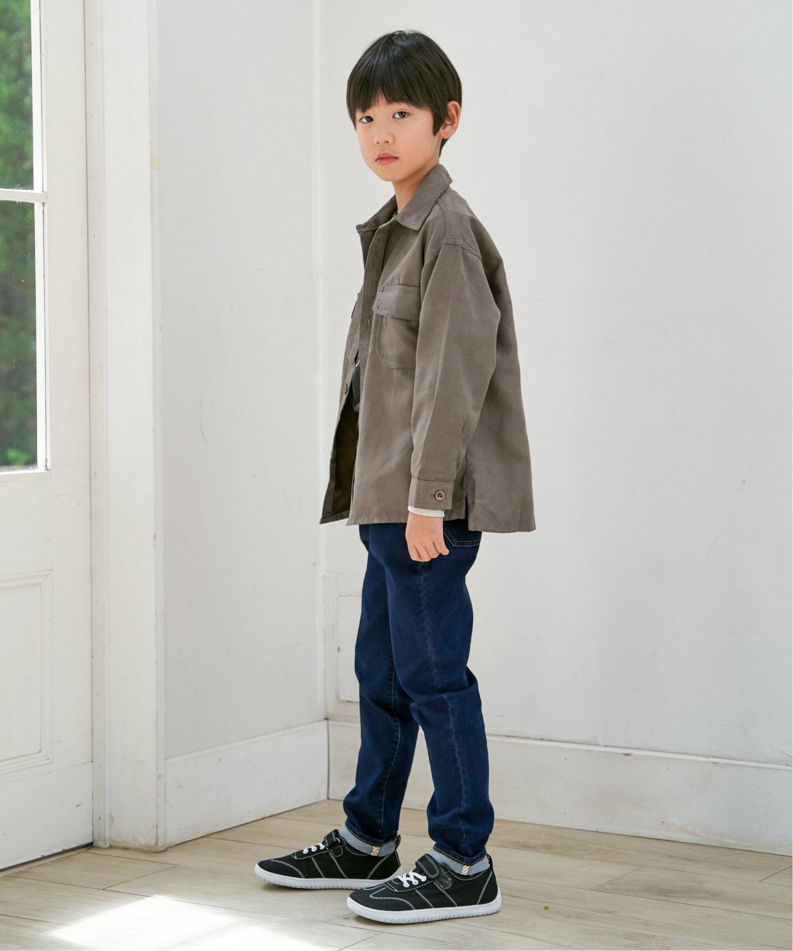 親子コーデ】フェイクスエード／デニムシャウター（110~160cm）,ikka