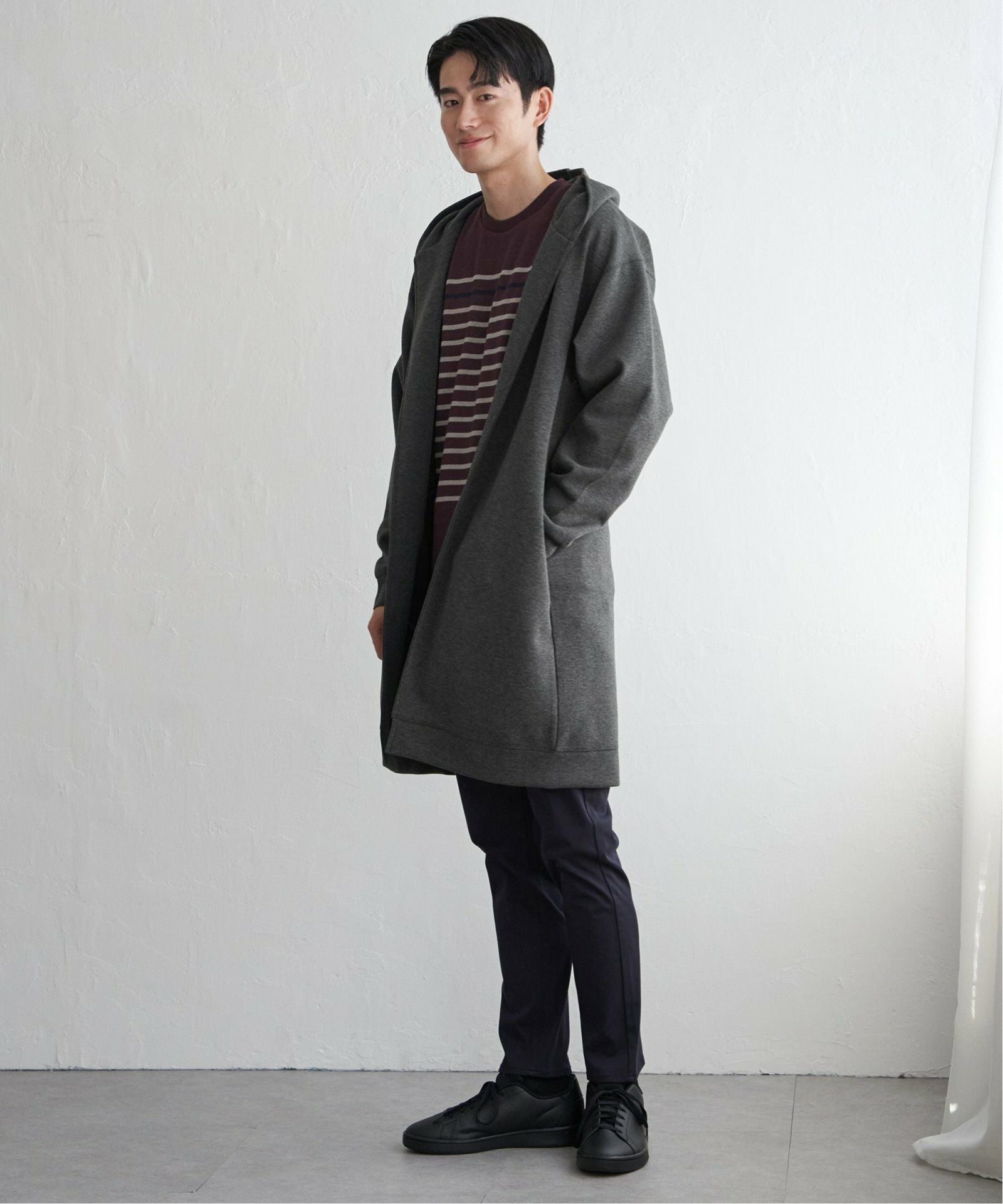 洗濯機で洗える】鹿の子ダンボールフーディガン,ikka| TOKYO DESIGN