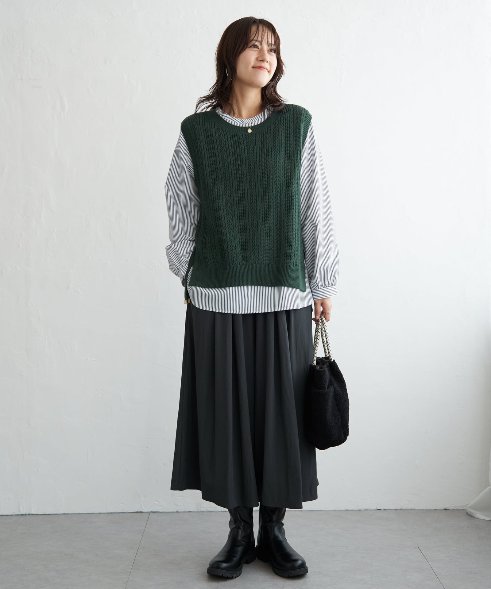 雑誌InRed11月号掲載】ニットベストブラウスセット,ikka| TOKYO DESIGN
