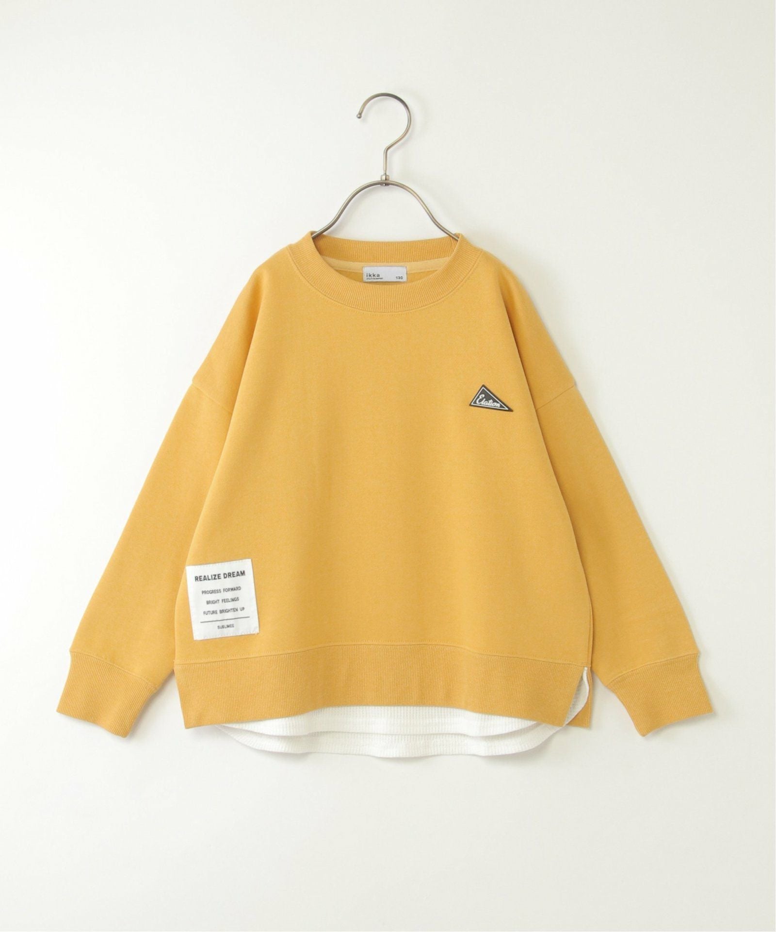 裏起毛レイヤードワッペントレーナー（120~160cm）,ikka| TOKYO DESIGN