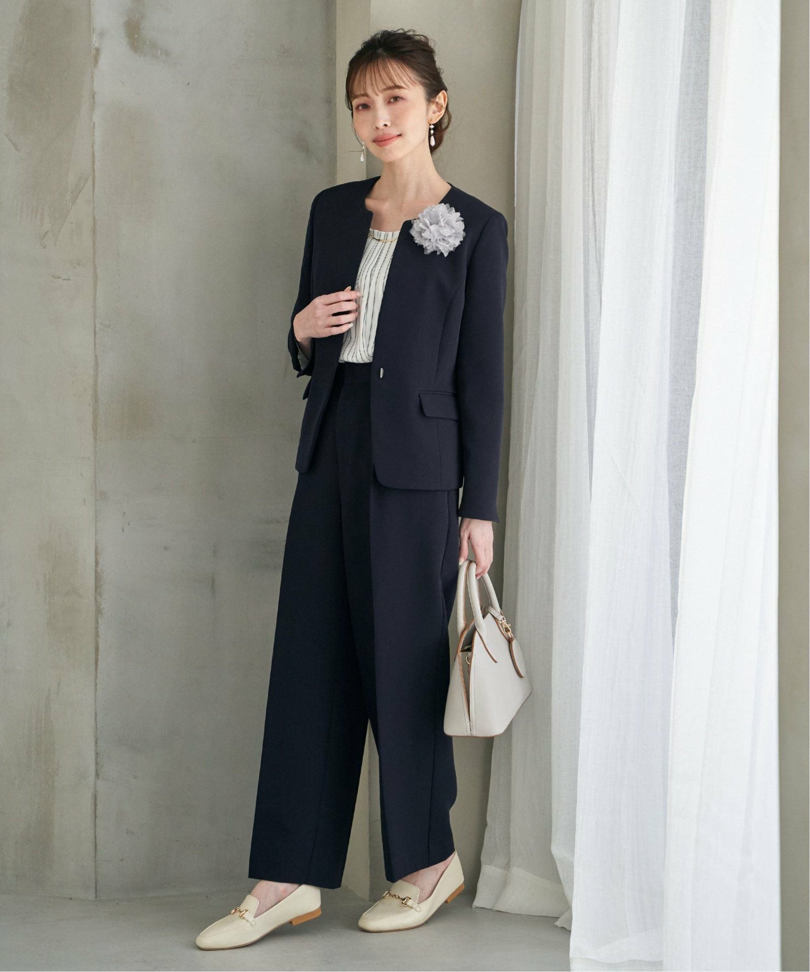 洗濯機で洗える／セットアップ対応】ウォッシャブルキーネック