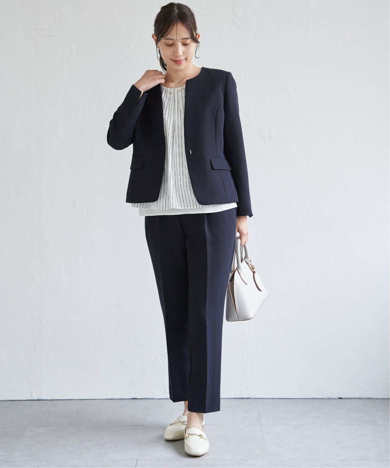 洗濯機で洗える／セットアップ対応】ウォッシャブルキーネック