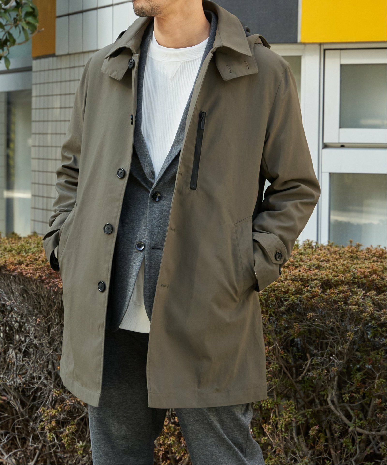 ikka ダウンコート　ジャケット　コート　防寒着　メンズ　サイズL グレー　フード付き ikka（イッカ） ダウンジャケット ダウン グリーンダウンジャケット