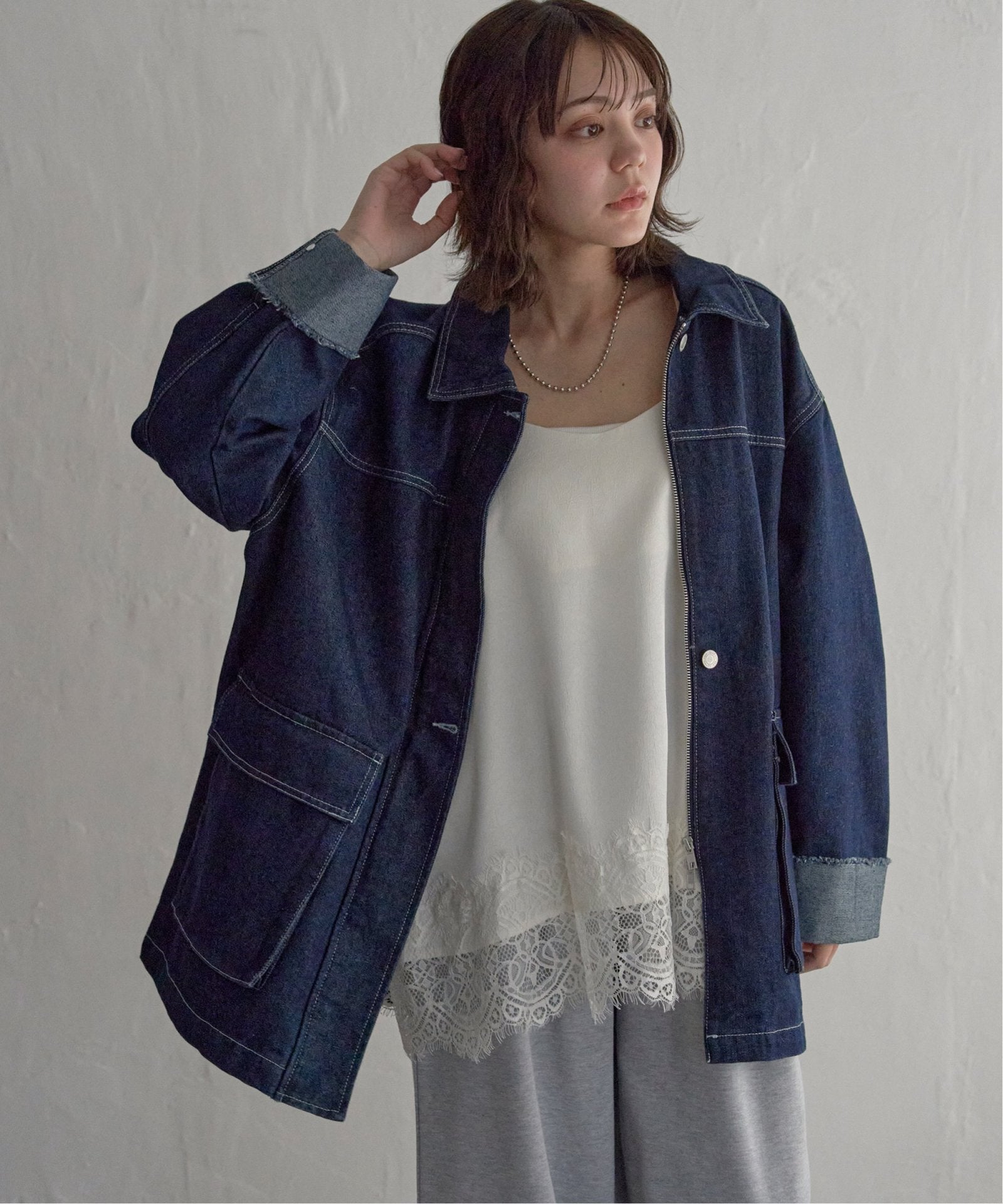 新品 31%off XL ノーカラー デニム カバーオール ジャケット notch. by KR 】デニムカバーオールジャケット,notch.| TOKYO DESIGN