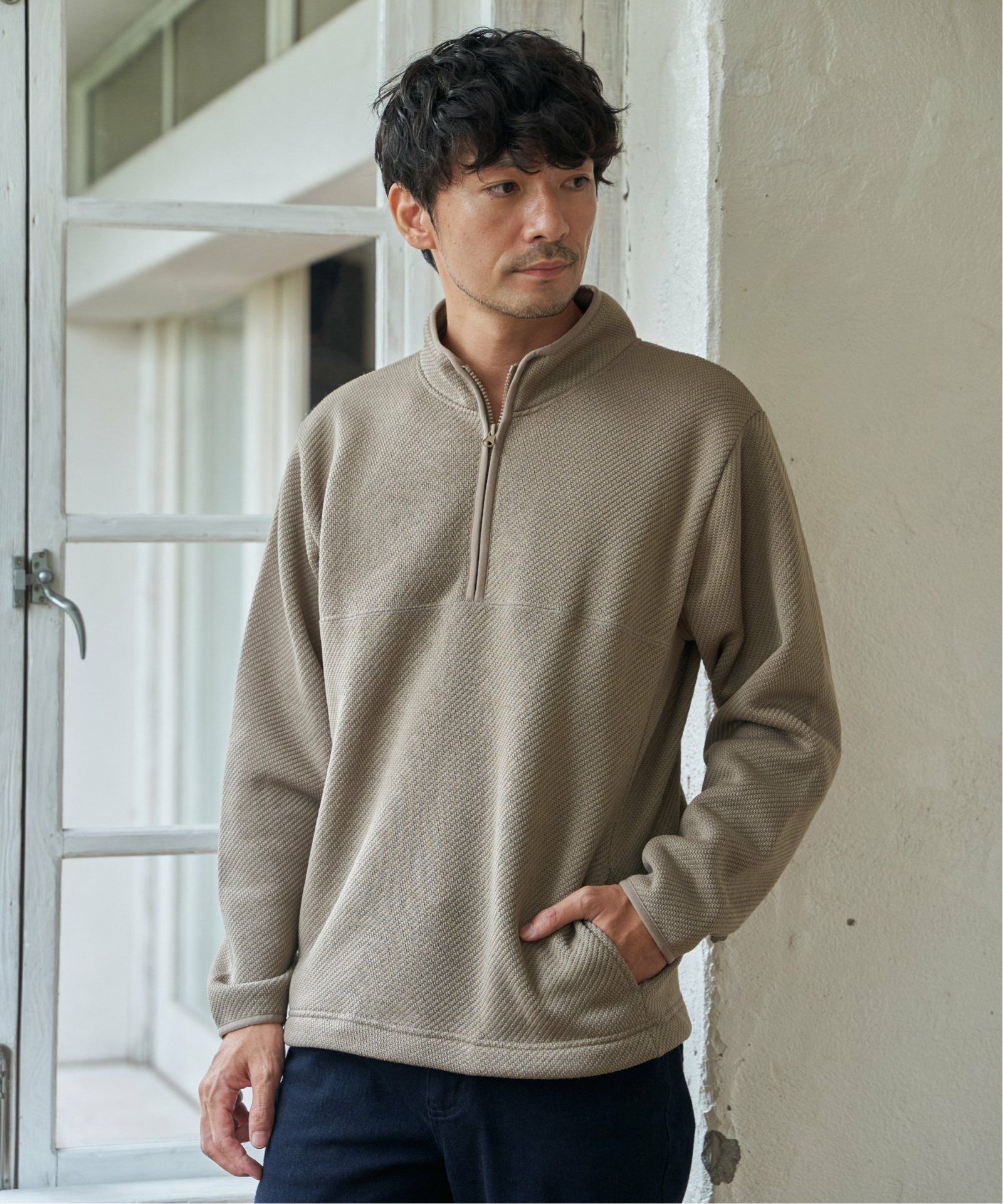 ブラックハーブ　１００ml ツイルジャカード裏起毛ハーフジッププルオーバー,ikka| TOKYO DESIGN