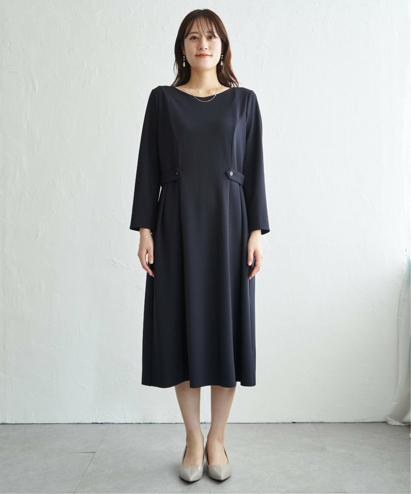カットジョーゼットウエストタブワンピース,ikka| TOKYO DESIGN CHANNEL