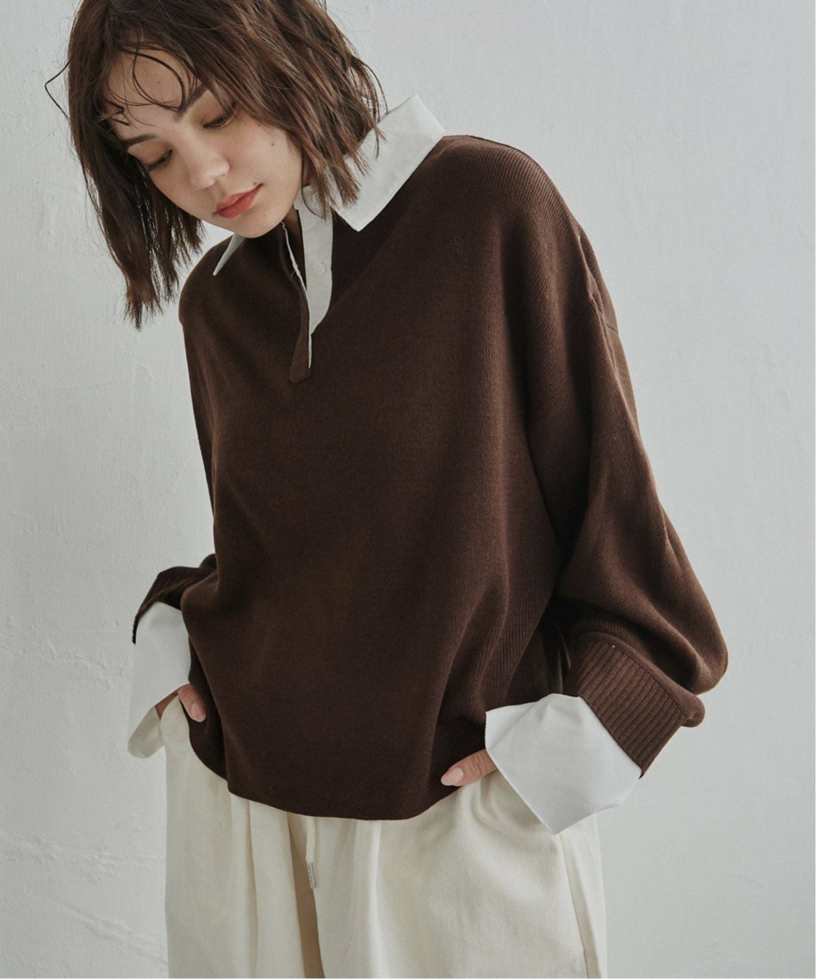 シャツ襟フェイクレイヤードニット,20%OFF| TOKYO DESIGN CHANNEL