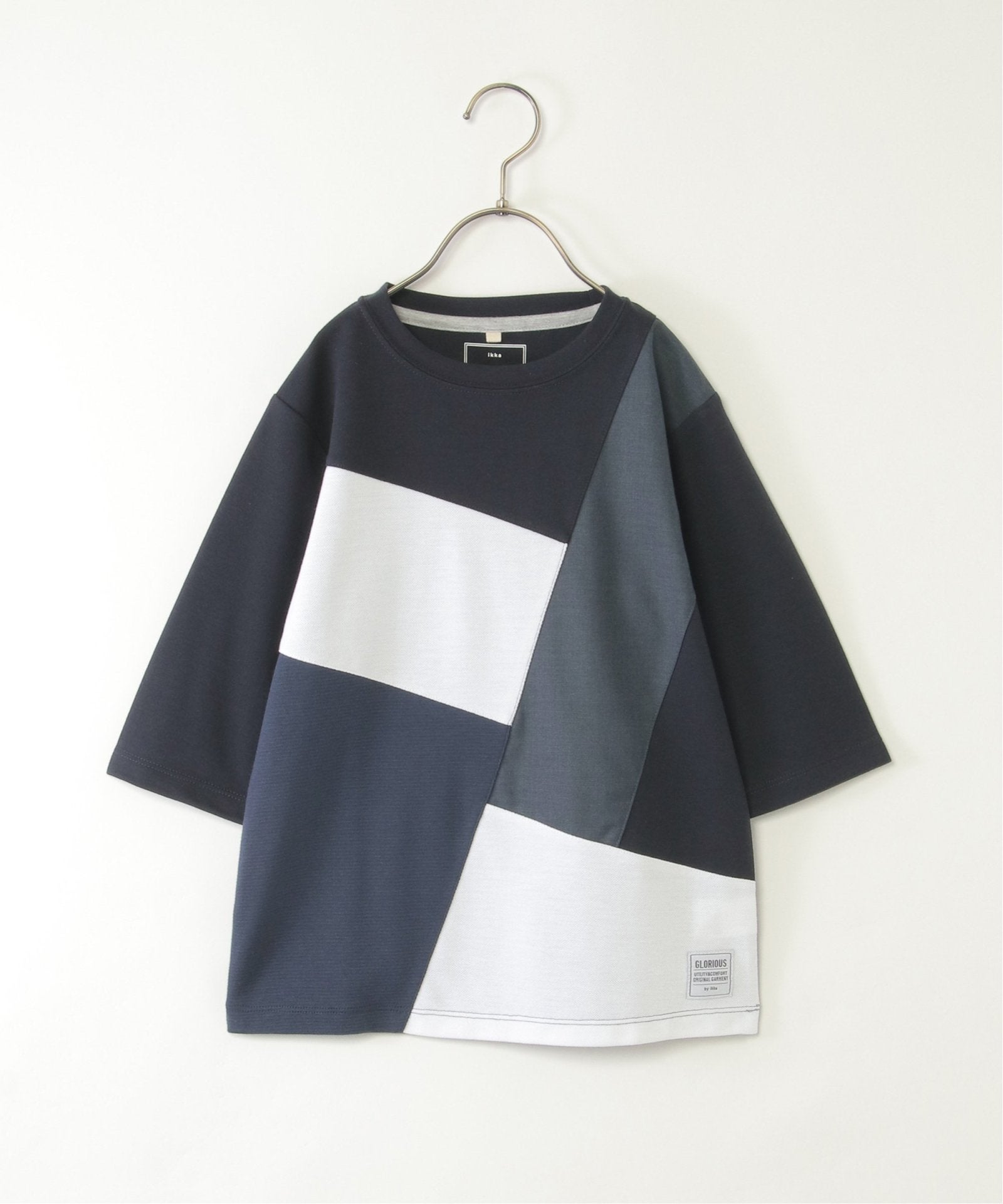親子コーデ】7分袖ポンチブロックスTシャツ（120~160cm） ,ikka| TOKYO