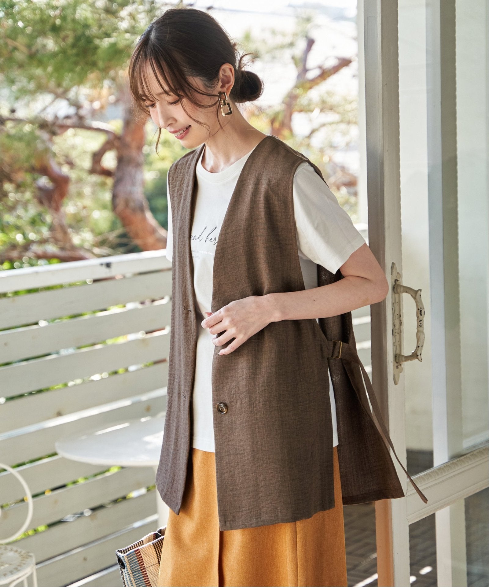 rikutoo0101　904545サマーセール品 ノーカラーサイドベルトジレ,ikka| TOKYO DESIGN CHANNEL