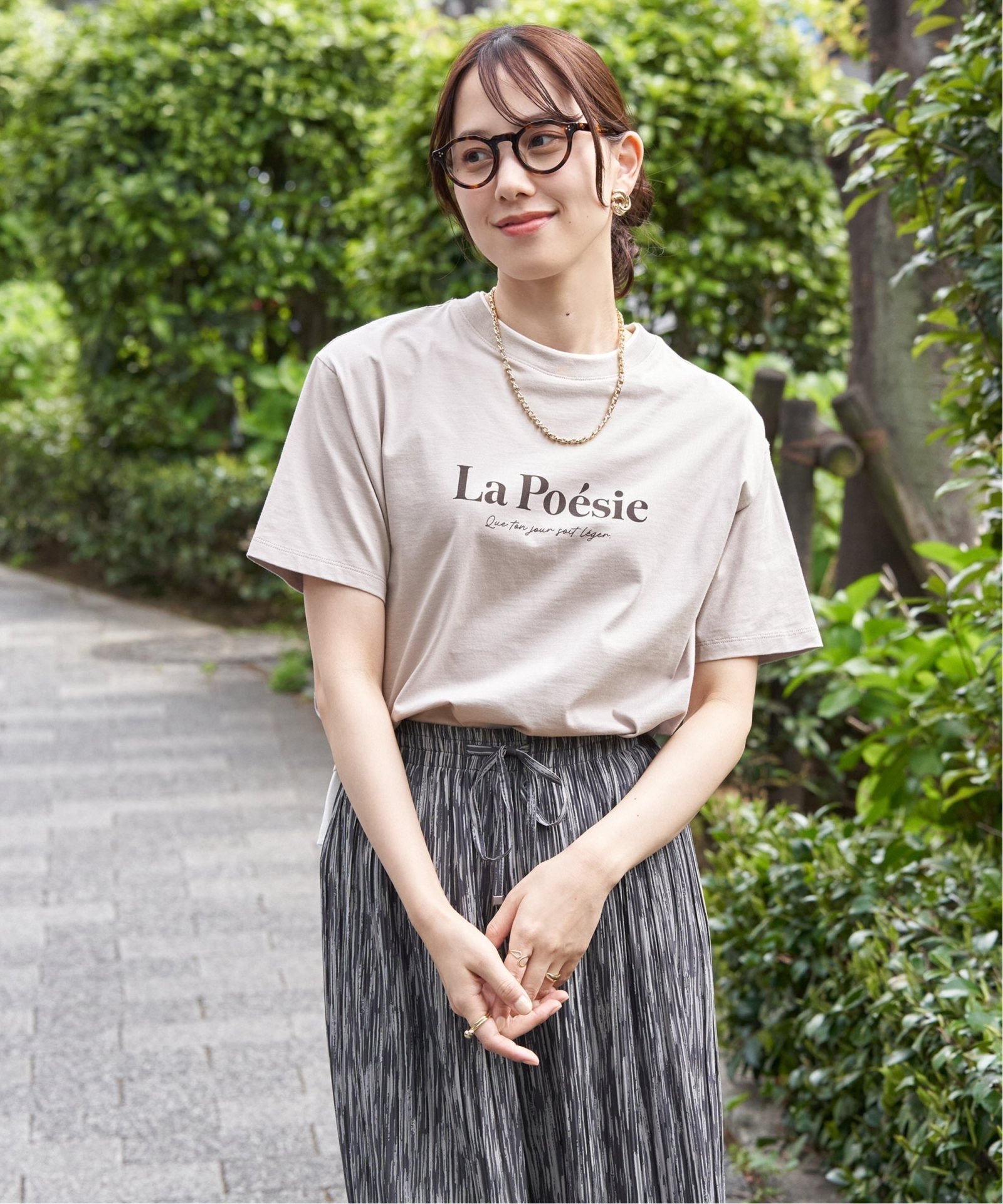 接触冷感】裾レイヤードプリントTシャツ,ikka| TOKYO DESIGN CHANNEL