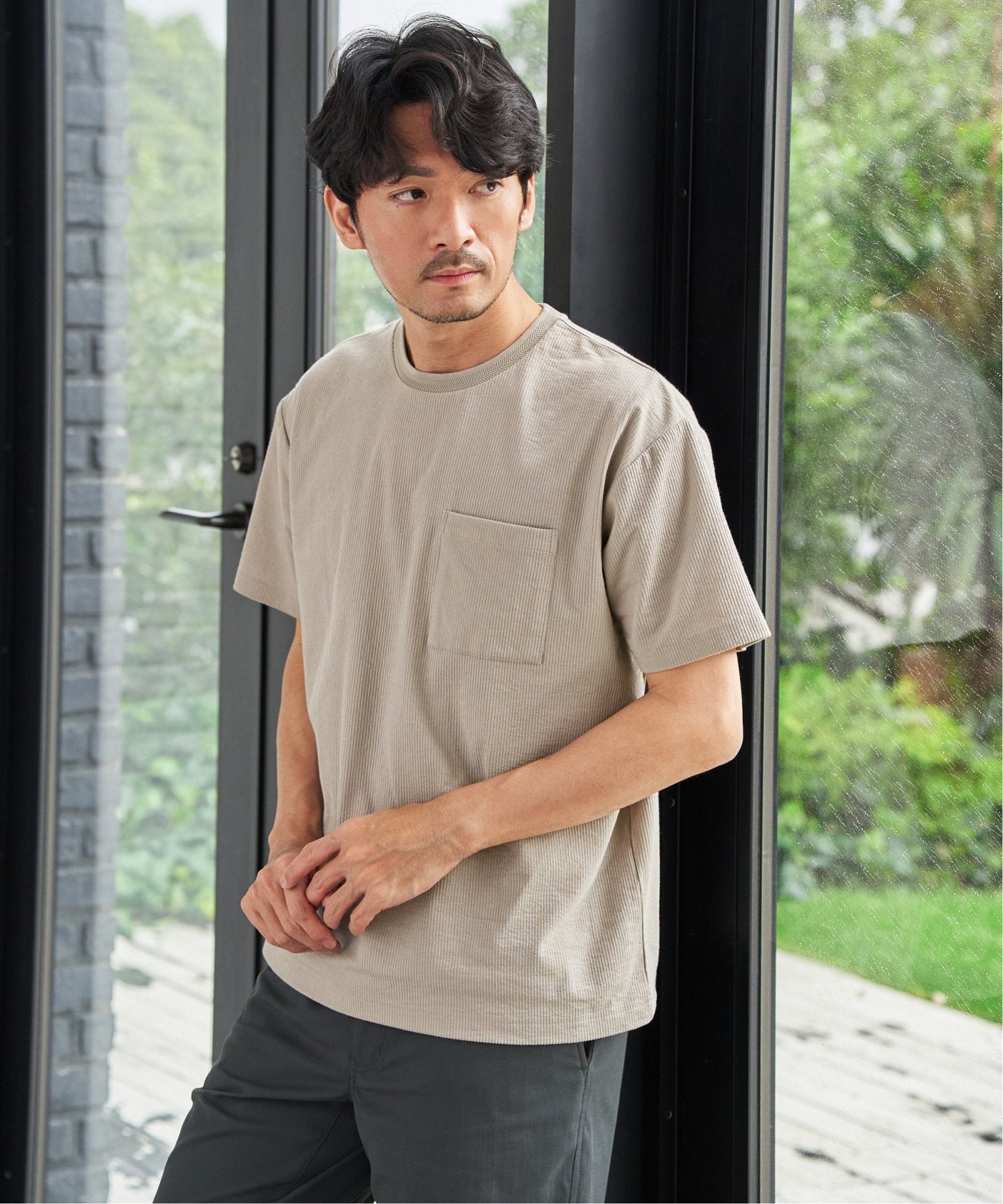 接触冷感／吸水速乾】冷感DRYサッカーポケットTシャツ,ikka| TOKYO