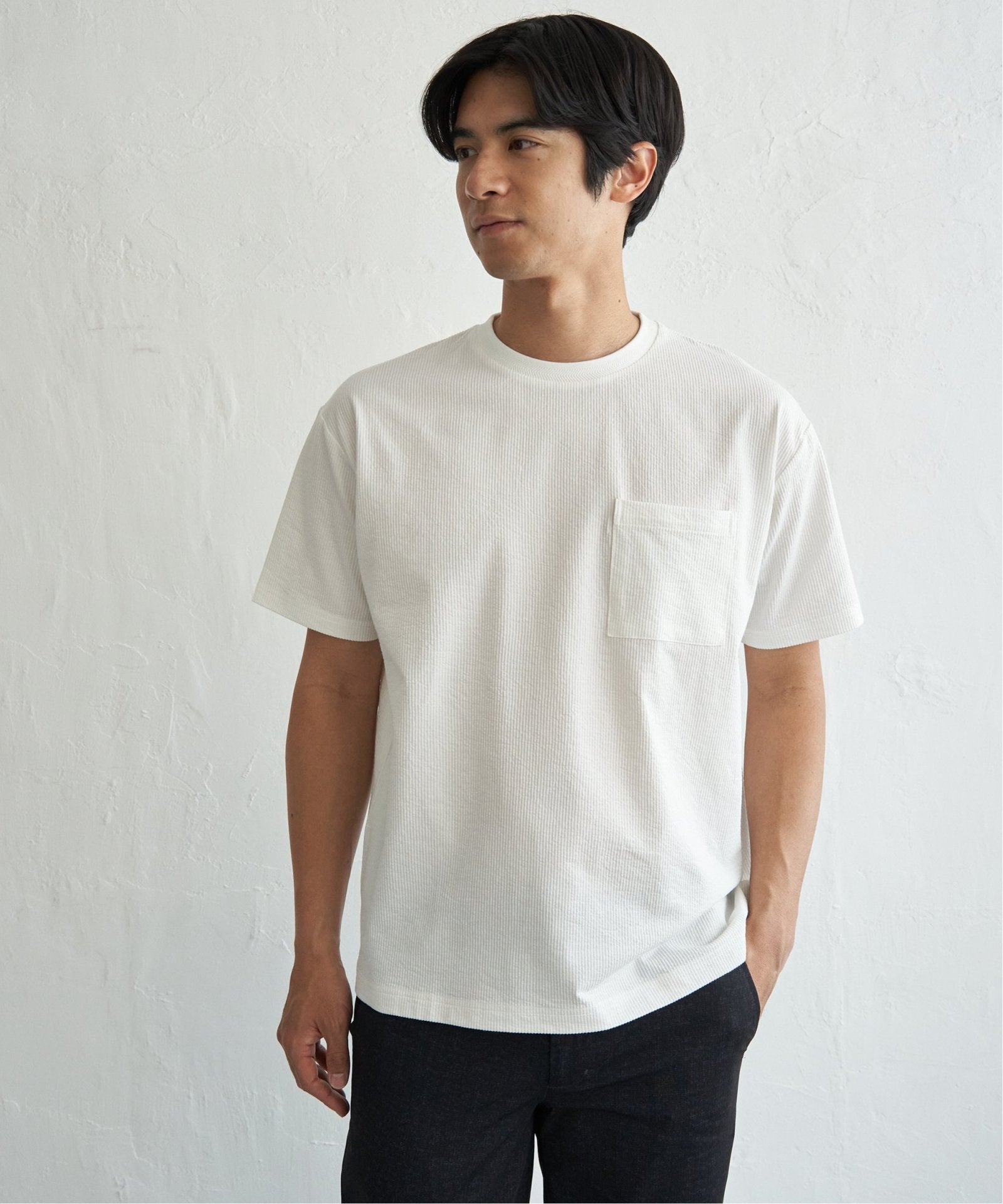 接触冷感／吸水速乾】冷感DRYサッカーポケットTシャツ,ikka| TOKYO