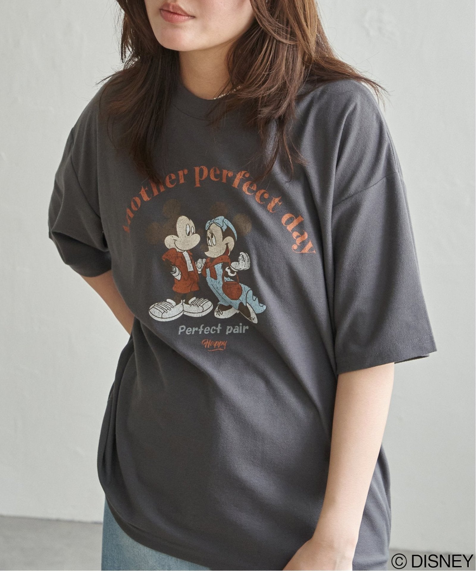 梨地 ミッキーマウス＆ミニーマウス プリントTシャツ,VENCE| TOKYO