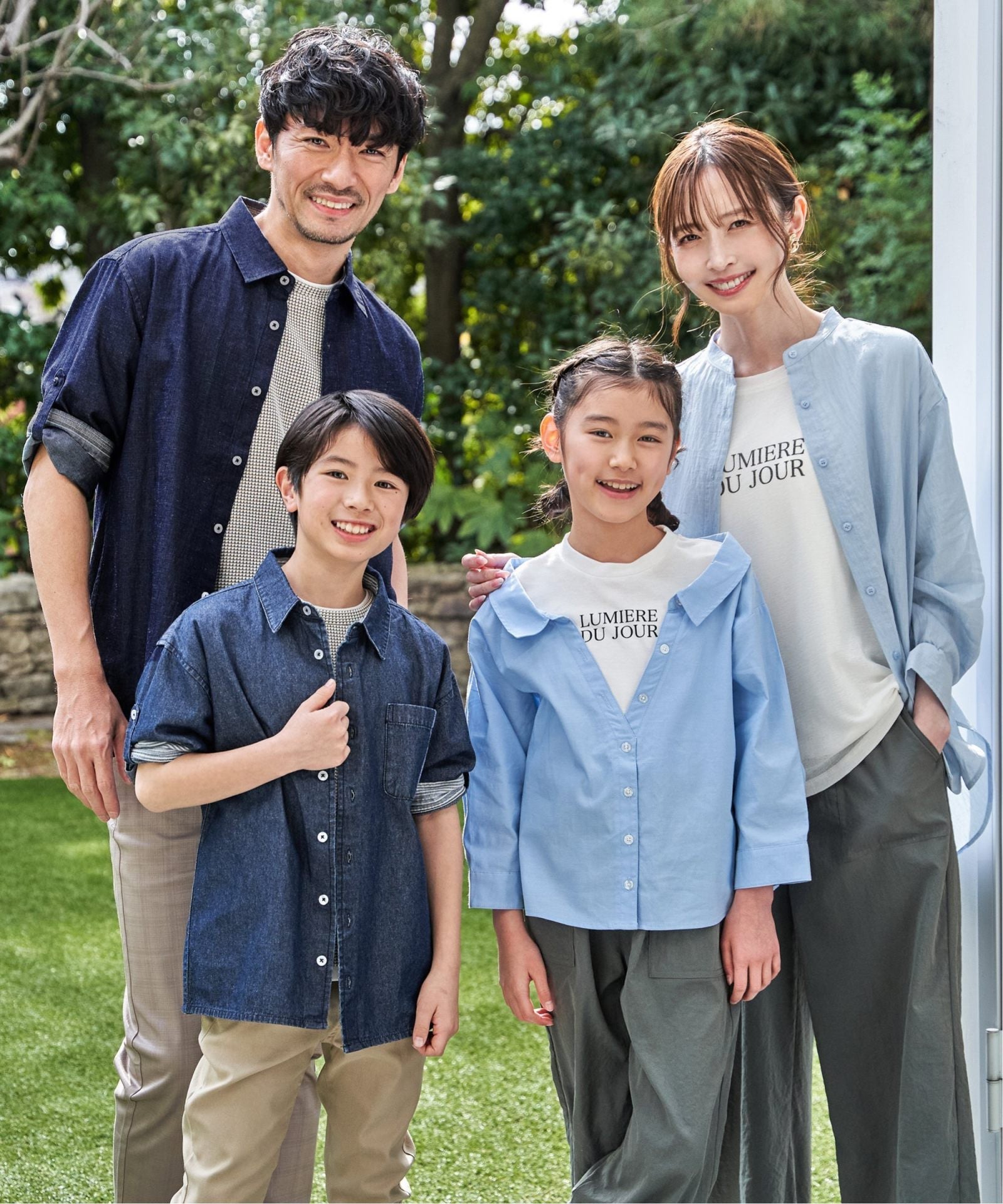 親子コーデ】リネンライク7分袖2WAYシャツ（110~160cm）,ikka| TOKYO