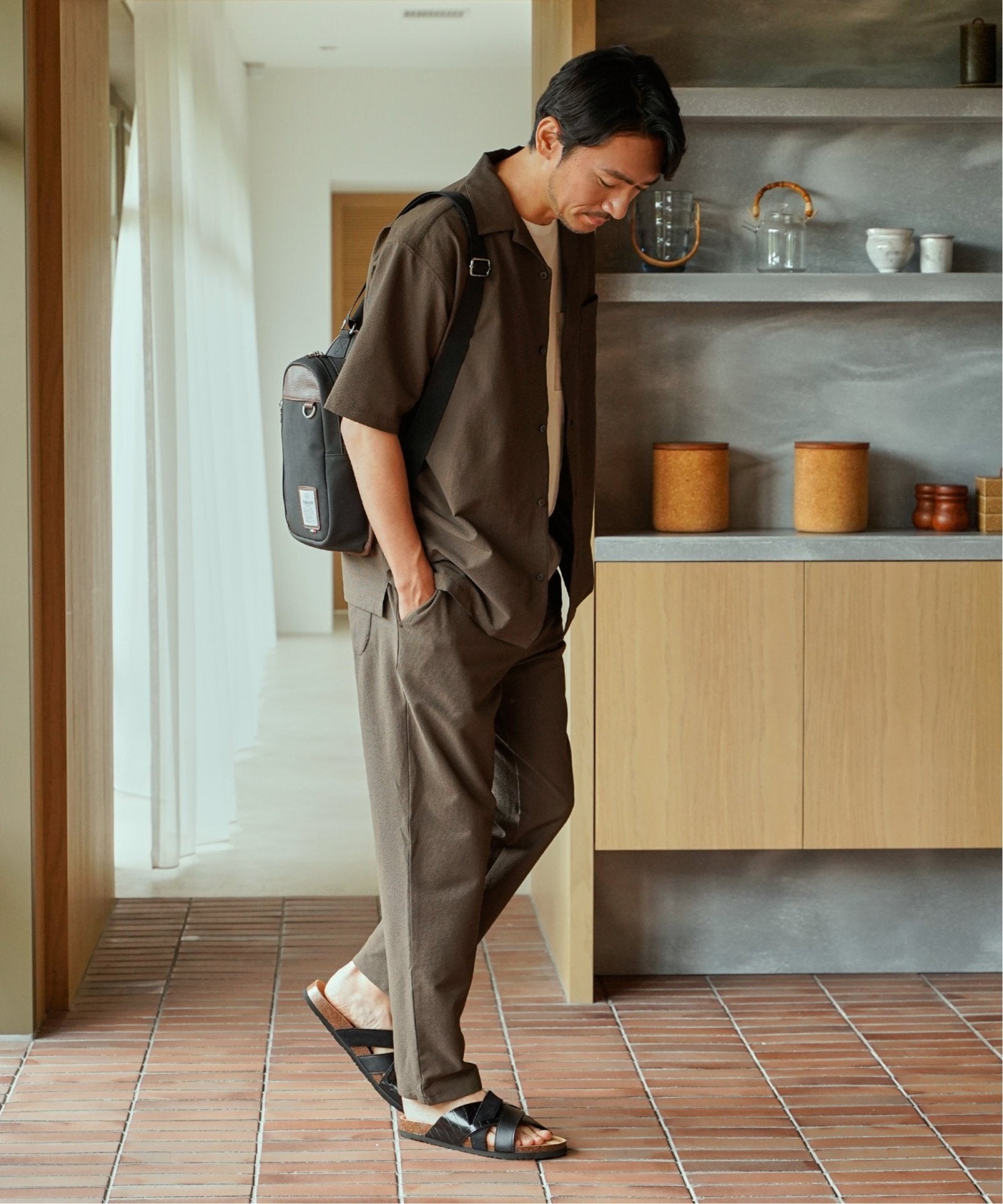接触冷感】シアサッカーオープンカラーシャツ,ikka| TOKYO DESIGN CHANNEL