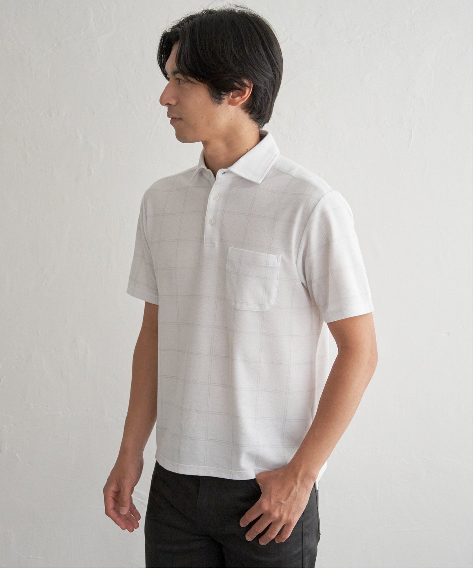 冷感ウィンドウペンチェックプリントポロシャツ,ikka| TOKYO DESIGN