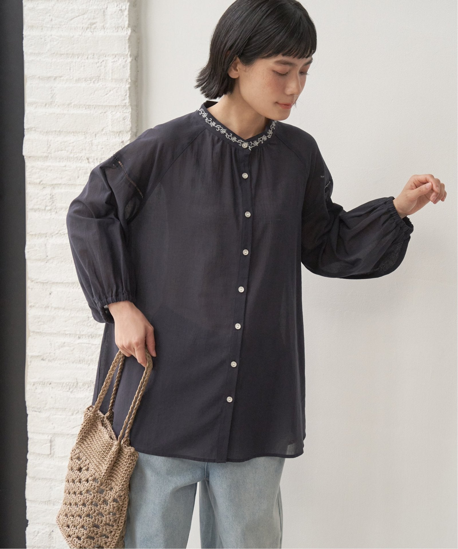エクリュ 刺繍ギャザーチュニック,LBC| TOKYO DESIGN CHANNEL