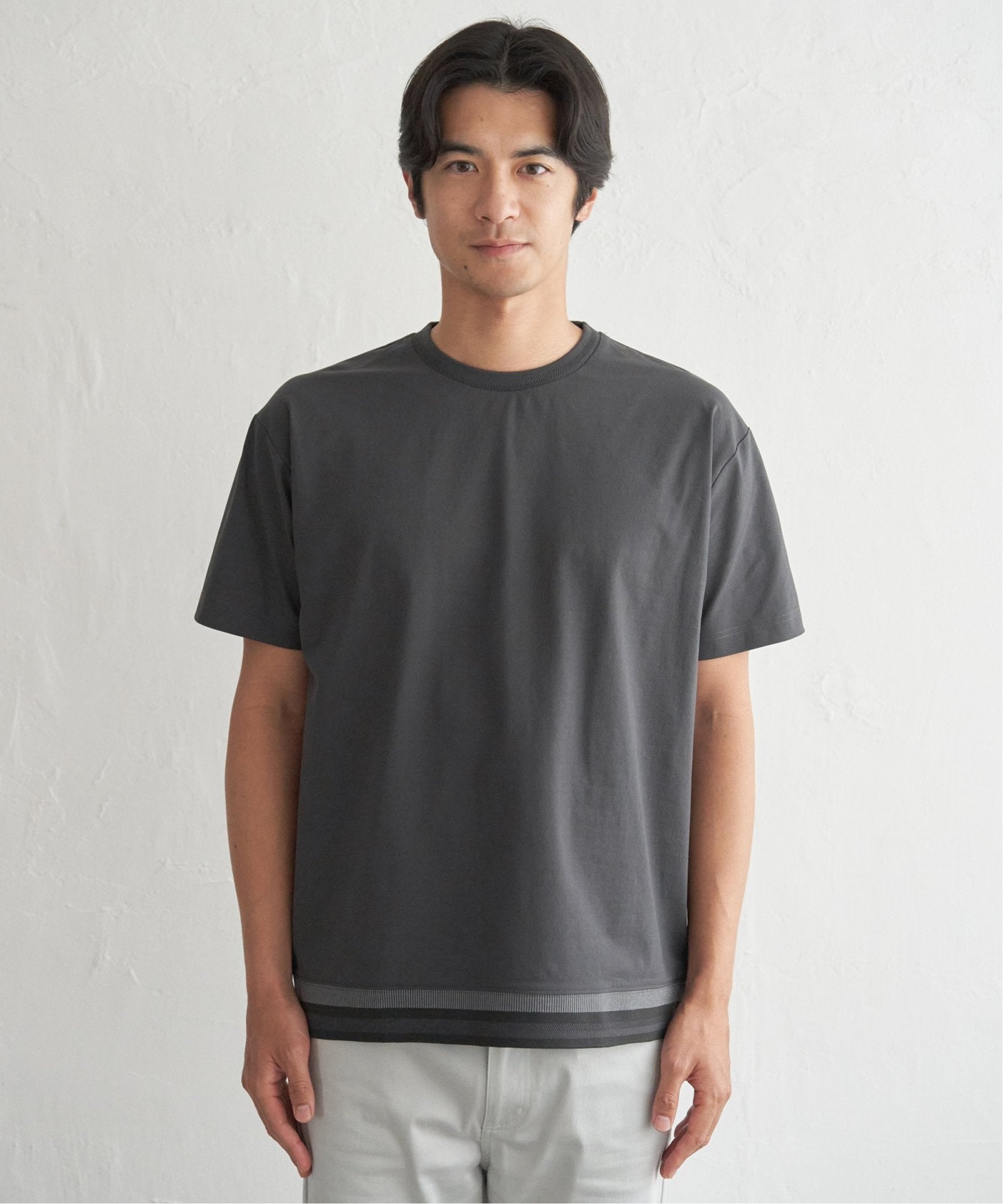 接触冷感／吸水速乾】冷感DRYジョーゼットリブTシャツ,ikka| TOKYO