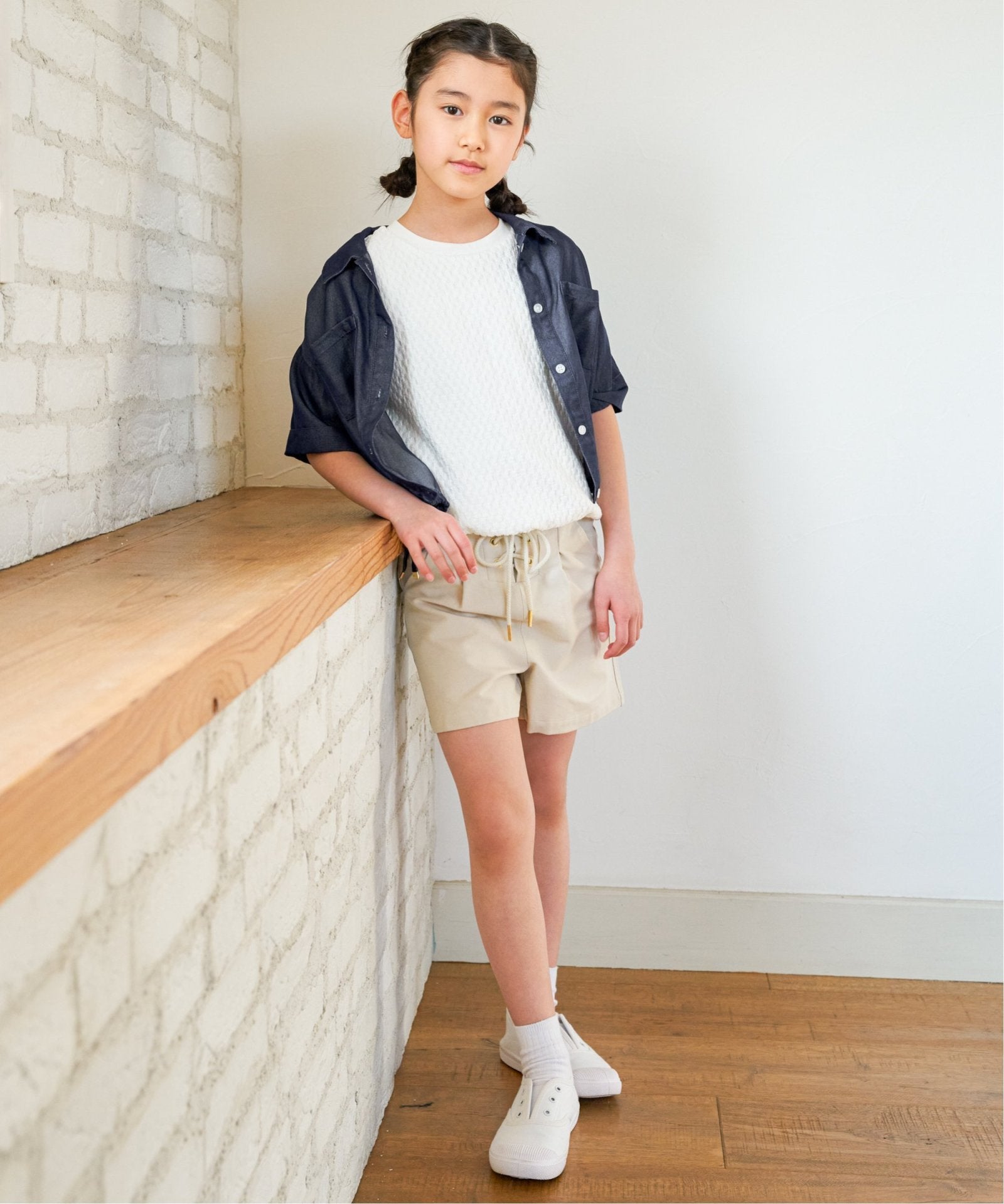 GOKU楽パンツ 冷感レースアップハーフパンツ (120cm~160cm),ikka