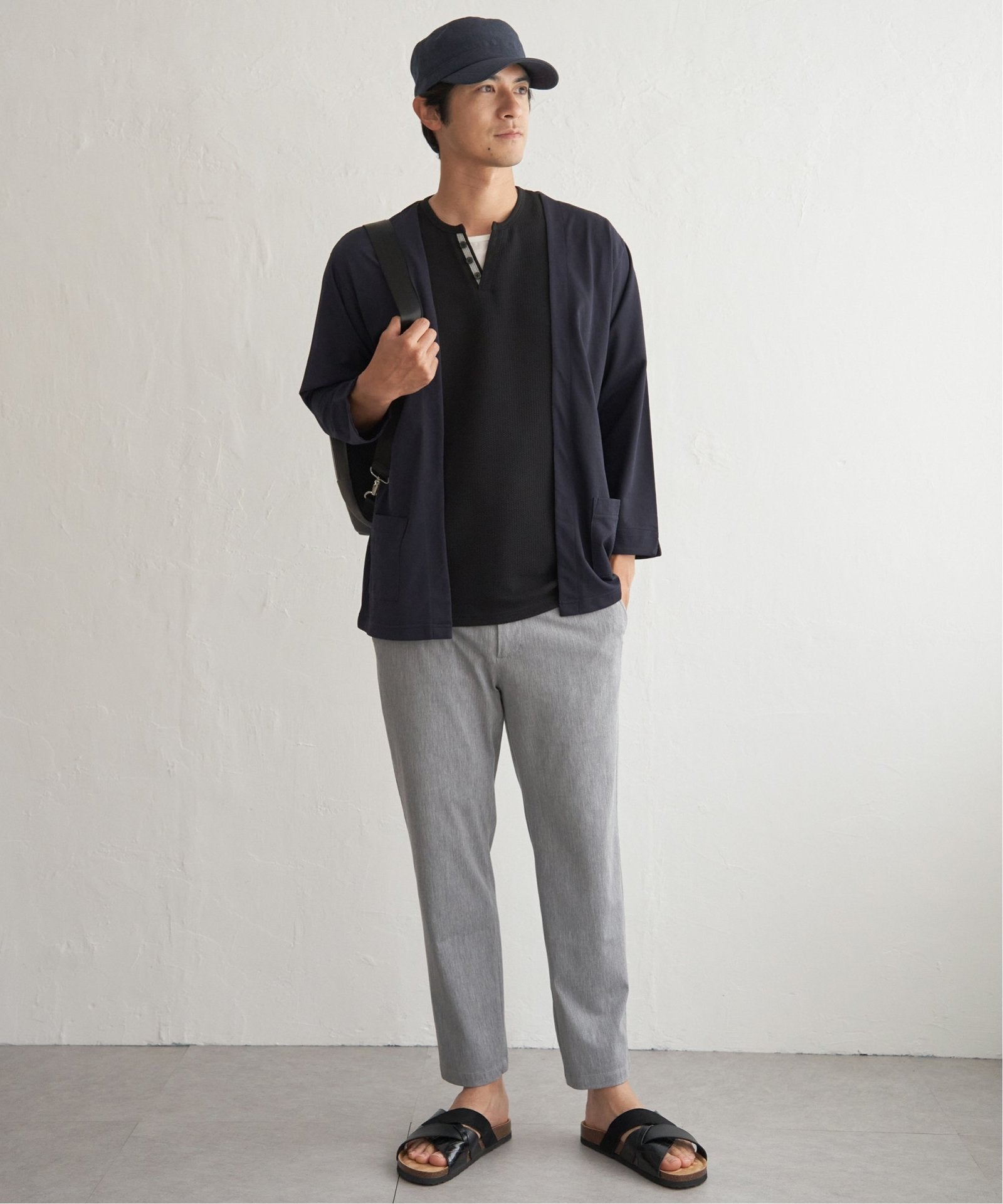 DRYメッシュバイカラー7分袖カーディガン,ikka| TOKYO DESIGN CHANNEL
