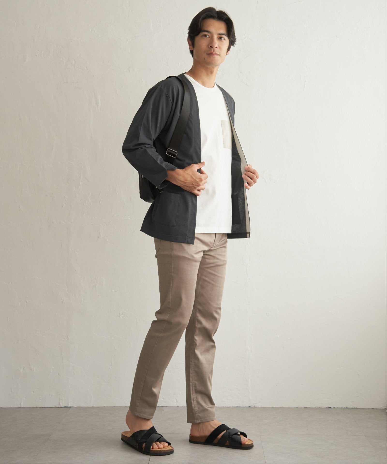 DRYメッシュバイカラー7分袖カーディガン,ikka| TOKYO DESIGN CHANNEL