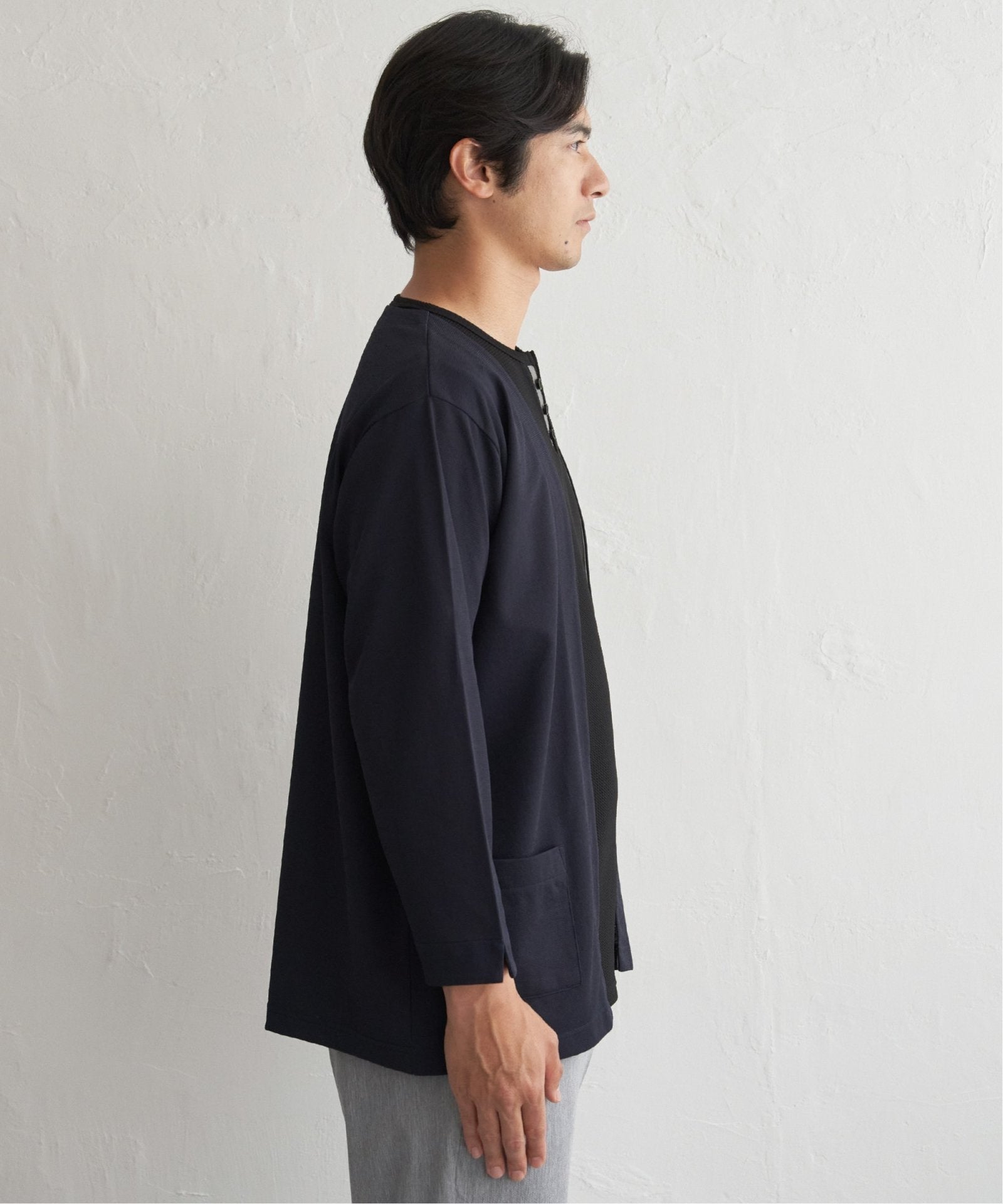 DRYメッシュバイカラー7分袖カーディガン,ikka| TOKYO DESIGN CHANNEL