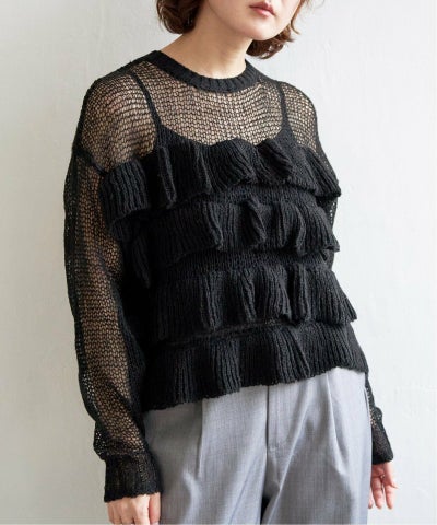 透かし編みフリルプルオーバーニット,50%OFF| TOKYO DESIGN CHANNEL