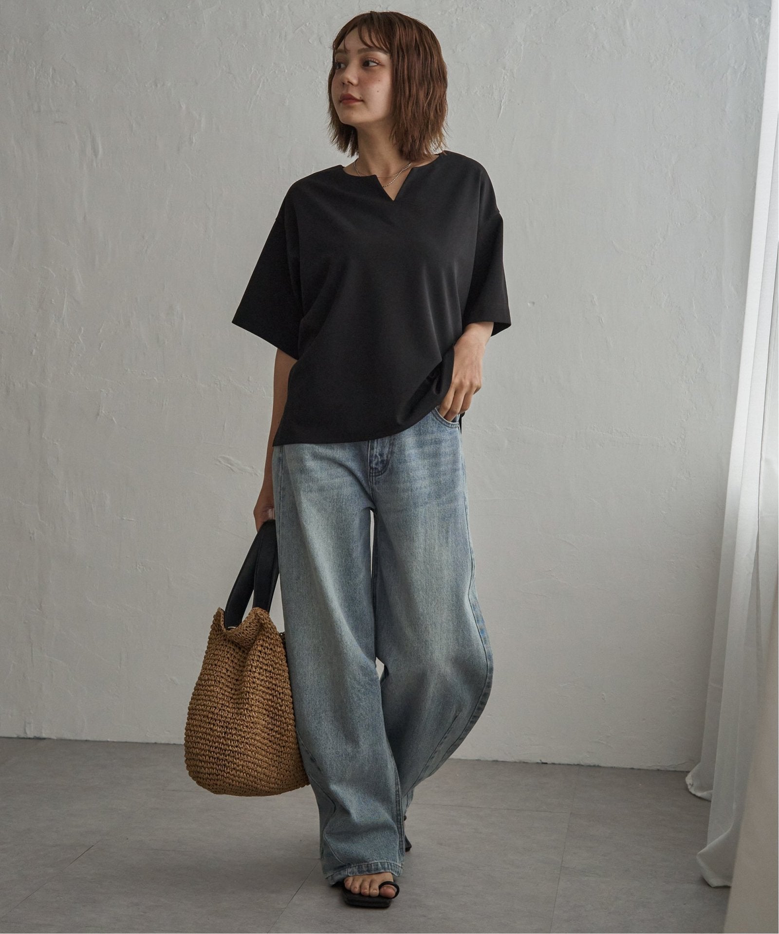 カットジョーゼットキーネックTシャツ,notch.| TOKYO DESIGN CHANNEL
