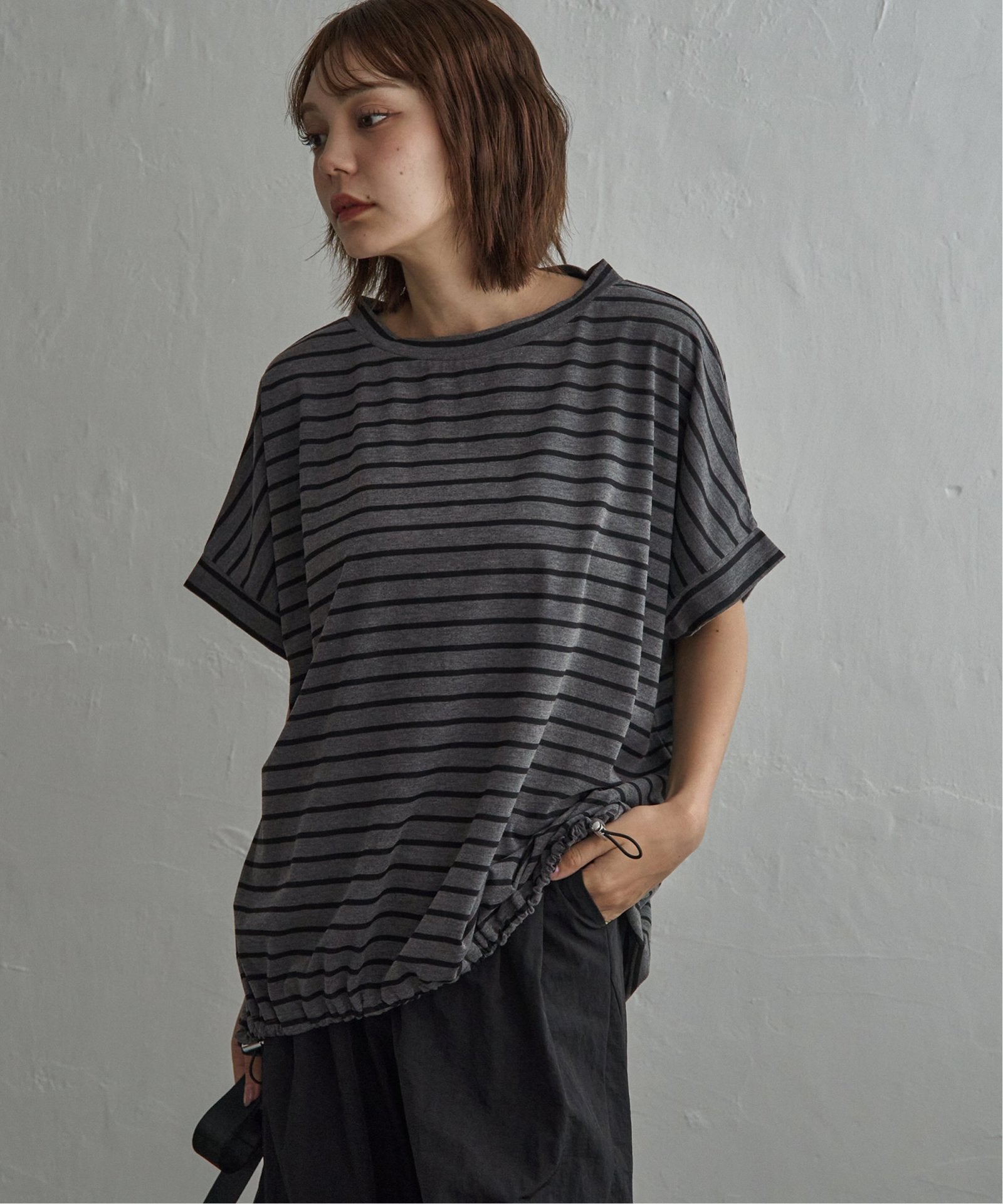 notch. by KR 】ボーダードルマンドローコードTシャツ,notch.| TOKYO
