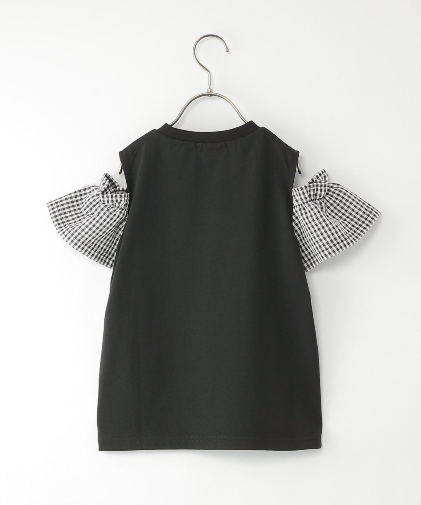 袖チェックロープロゴプリントTシャツ（120~160cm）,ikka| TOKYO