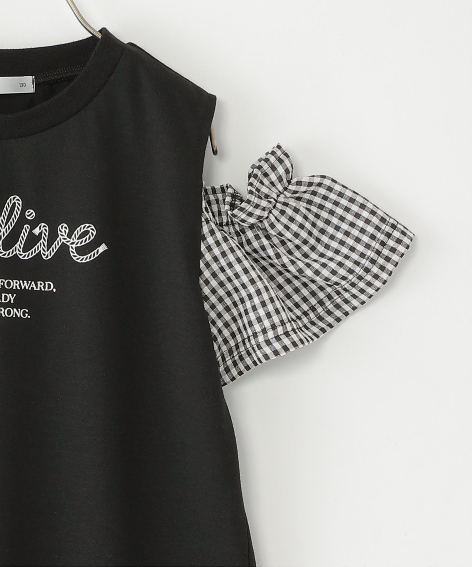 NORI様確認用です。 袖チェックロープロゴプリントTシャツ（120~160cm）,ikka| TOKYO