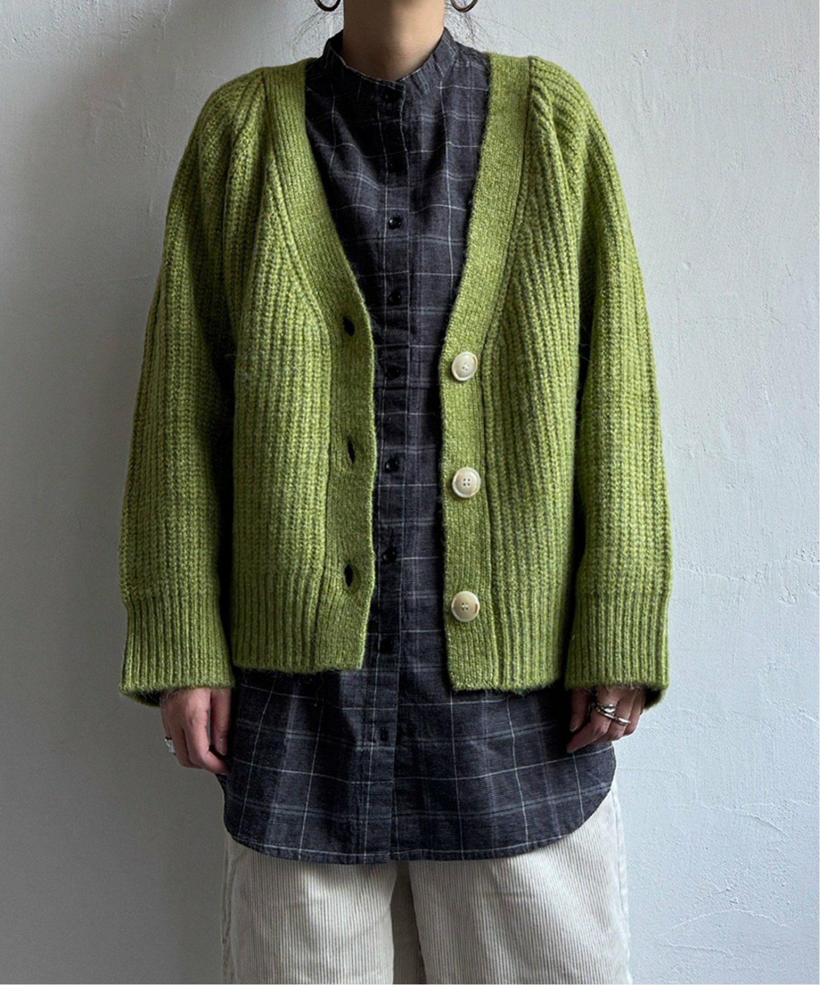 カーディガングリーンken4043様 PENNEY'S THE FOX [ペニーズ ] THE FOX CARDIGAN [BEIGE,L.GREEN] ザ