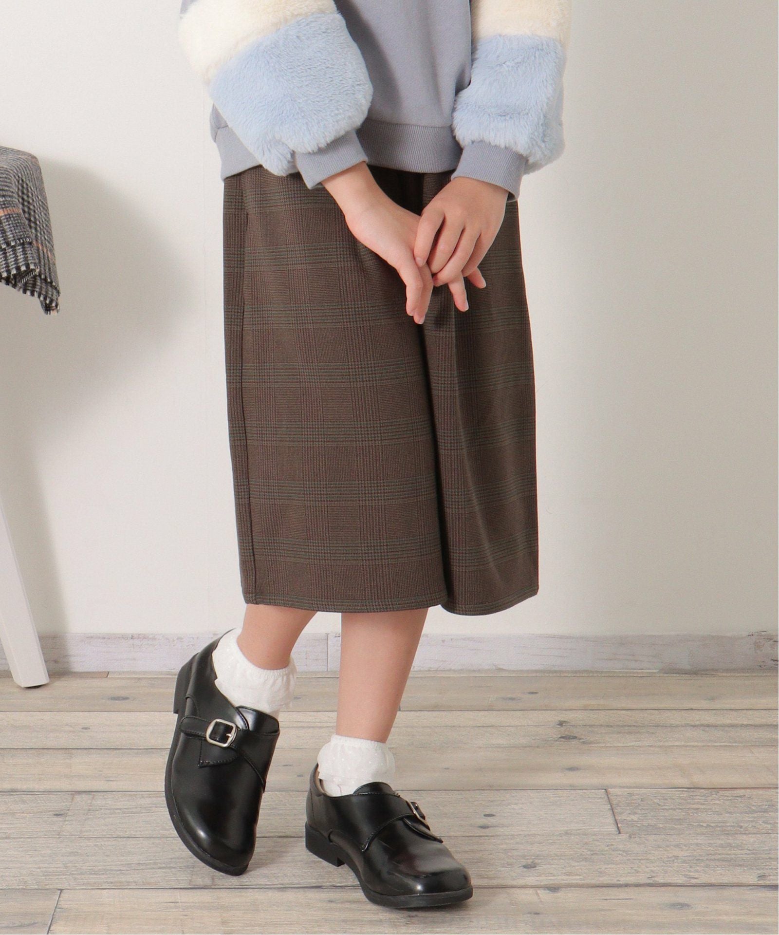 チェック柄ストレッチガウチョ（120~160cm）,30%OFF| TOKYO DESIGN CHANNEL