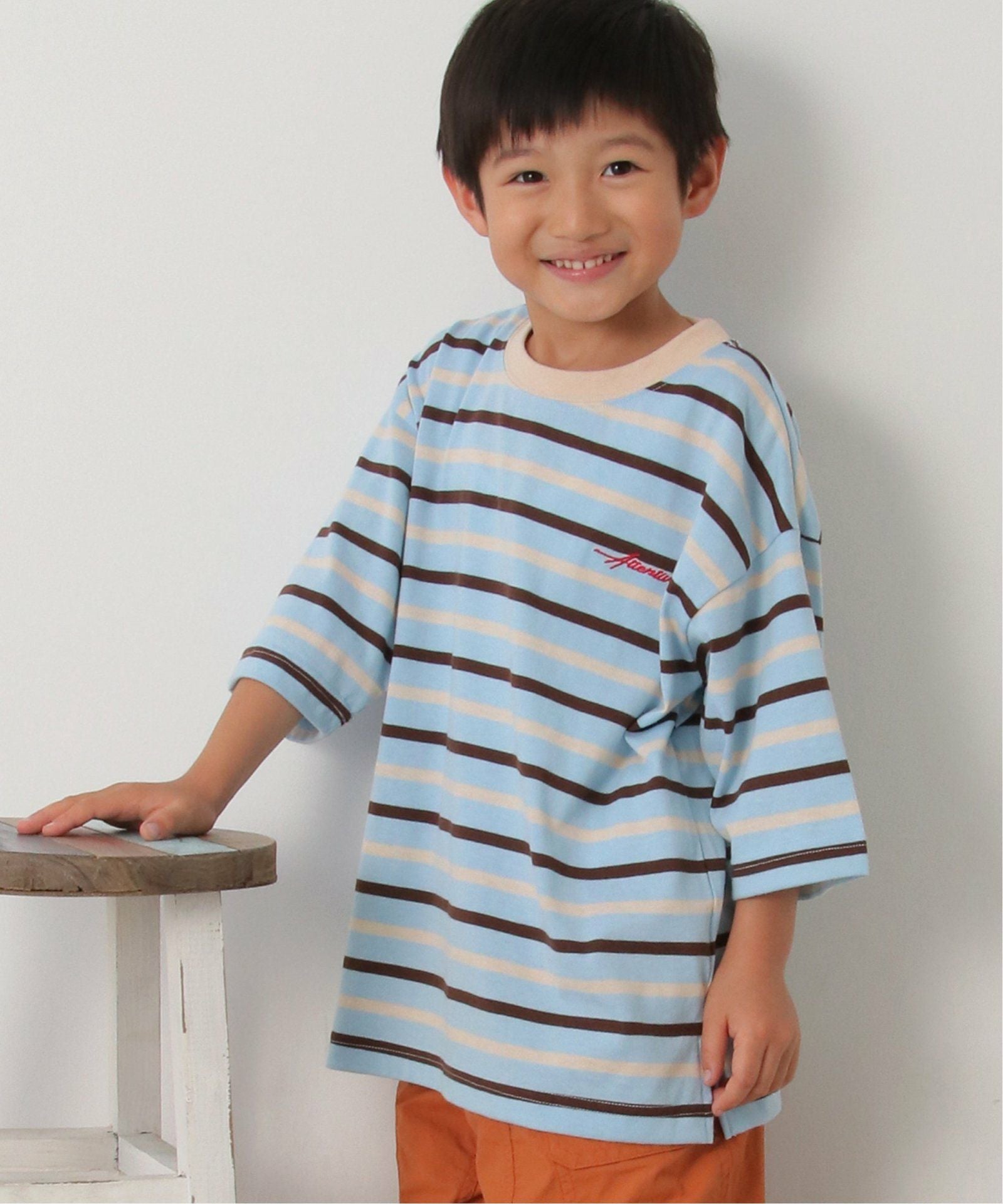 6分袖ボーダーゆるTシャツ（120~160cm）,60%OFF| TOKYO DESIGN CHANNEL