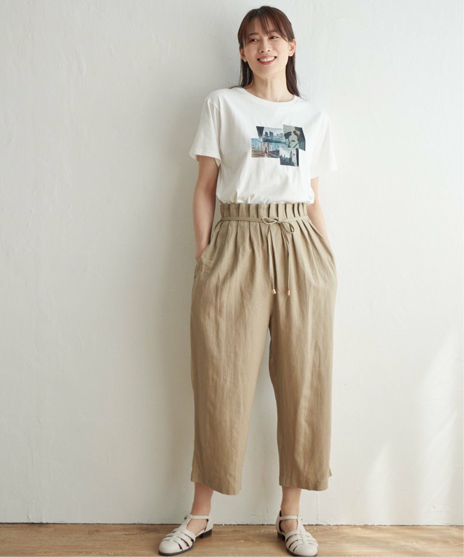 麻混ベルト付きワイドパンツ,ikka| TOKYO DESIGN CHANNEL