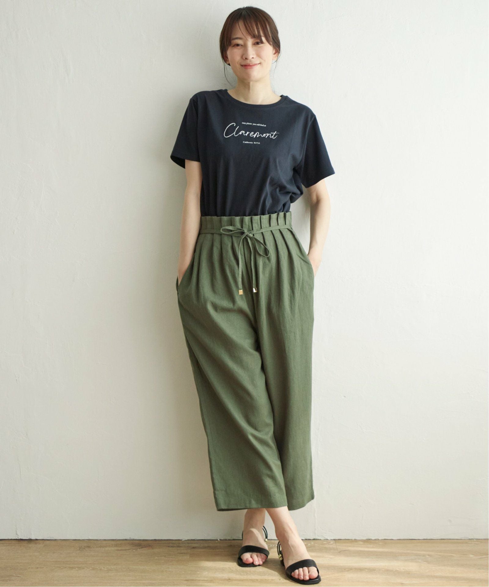 麻混ベルト付きワイドパンツ,60%OFF| TOKYO DESIGN CHANNEL