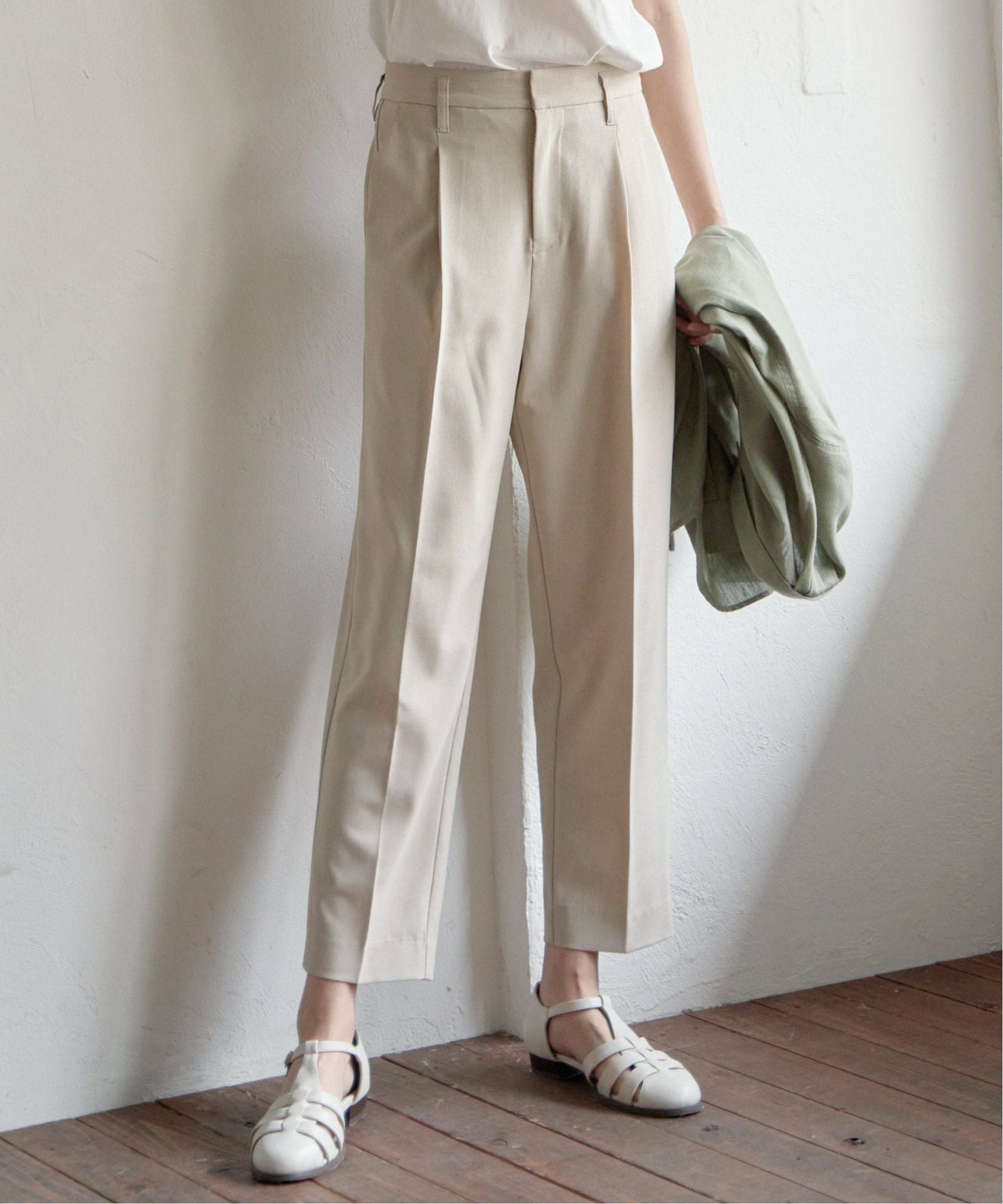 クラスカCLASKA☆麻テーパードパンツ☆ベージュ　生成り リネンライクテーパードパンツ,ikka| TOKYO DESIGN CHANNEL
