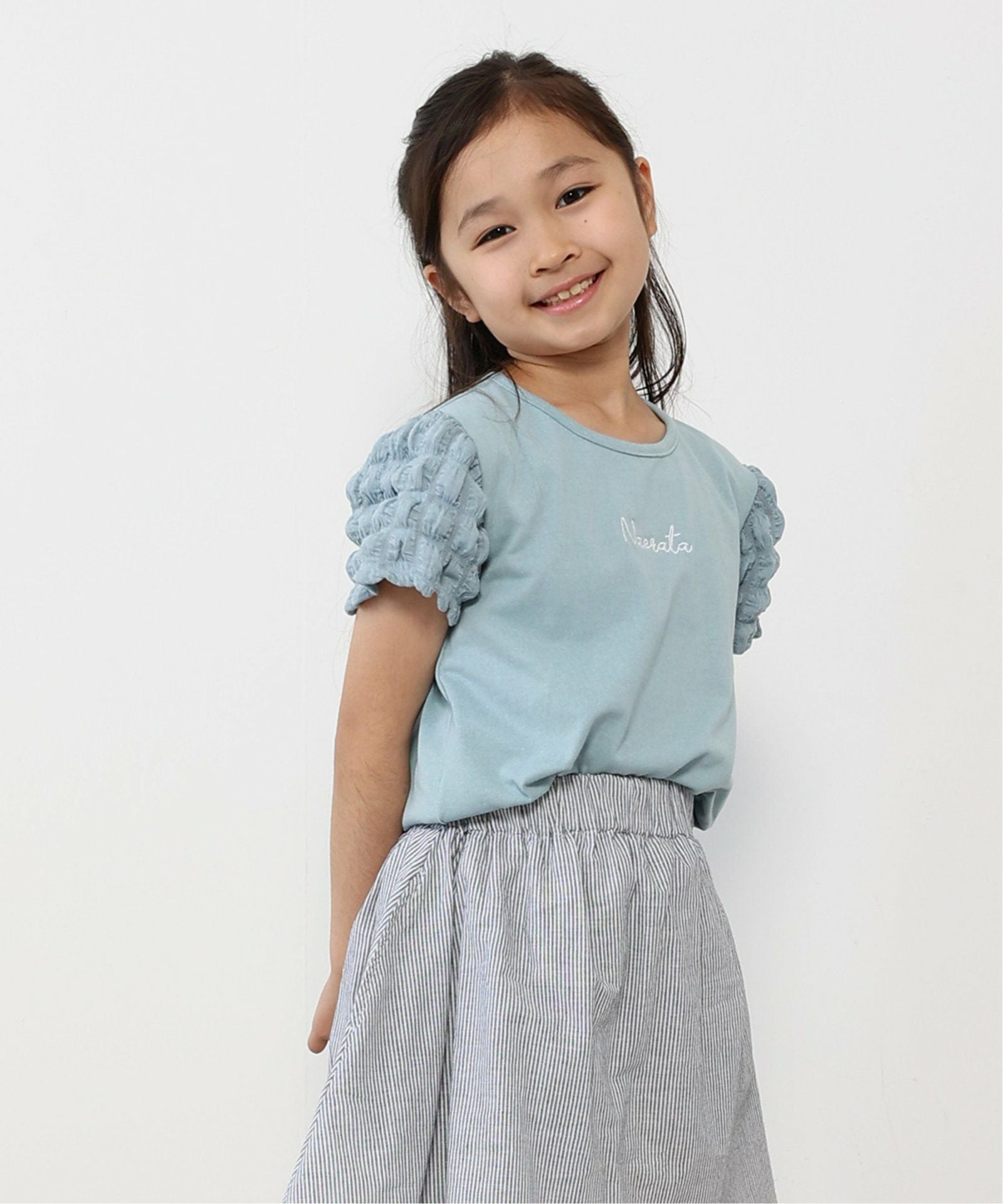 袖異素材刺繍ロゴTシャツ（120~160cm）,ikka| TOKYO DESIGN CHANNEL